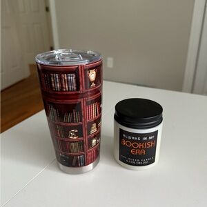 Bookshelf Design Tumbler and Bookish Era Candle